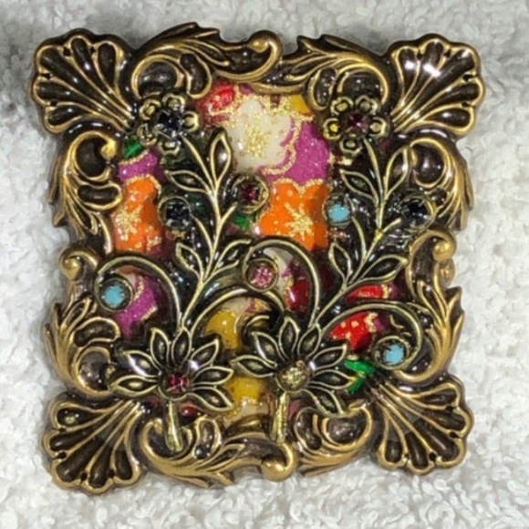 ALICE M SIGNED MIXED MEDIA MULTICOLOR FLOWER BROOCH - Picture 13 of 14